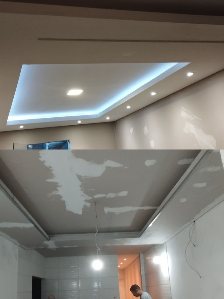 Antes e depois de instalação de gesso - Gesso Forte Leve - Grande Vitória ES